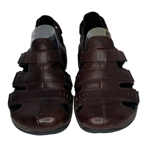 Merrell Other - Merrell Galien Chili Brown Leather Hook and Loop Sandals Size 13/46